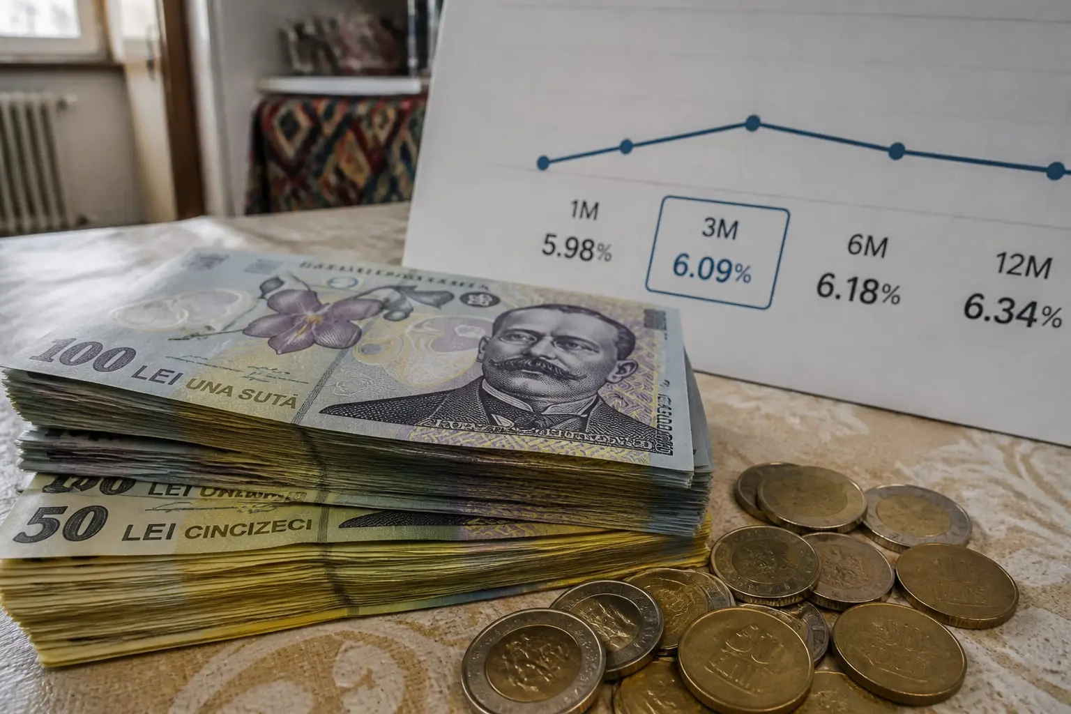 ROBOR la 3 luni a crescut la 6,09% în octombrie 2026